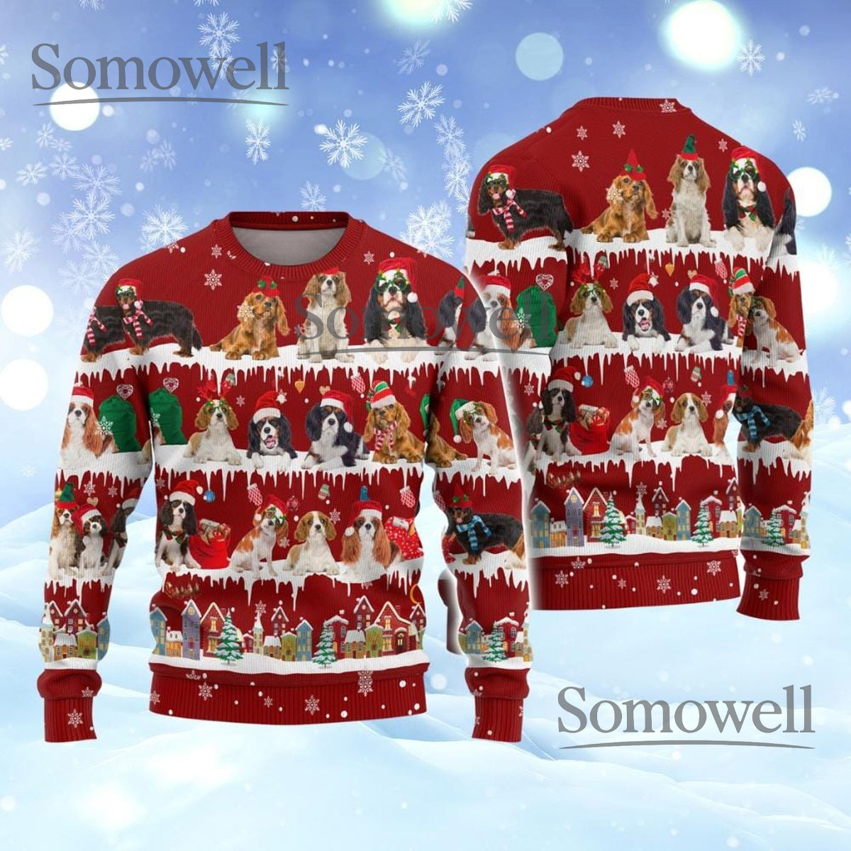 Cavalier King Charles Spaniel Red Ugly Sweater Cute Dog Lover Holiday Knit Jumper