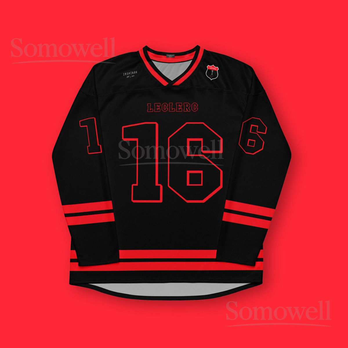 Custom Charles Leclerc Ferrari F1 Black Jersey Shirt for Formula 1 Fans Red Striped Racing Team Gift Apparel