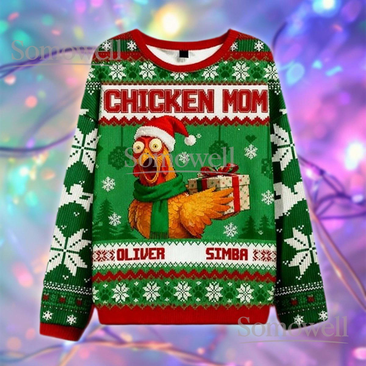 Chicken Mom Ugly Christmas Sweater Funny Farm Animal Lovers Holiday Gift