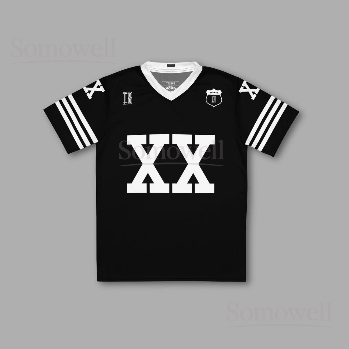 Custom Chris Brown Breezy Bowl Football Jersey Shirt for Music Fans Black and White XX Tour Concert Streetwear Outfit