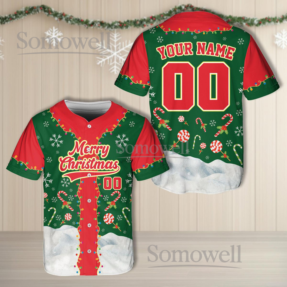 Christmas Baseball Jersey Personalized Merry Christmas Design with Team Name and Number