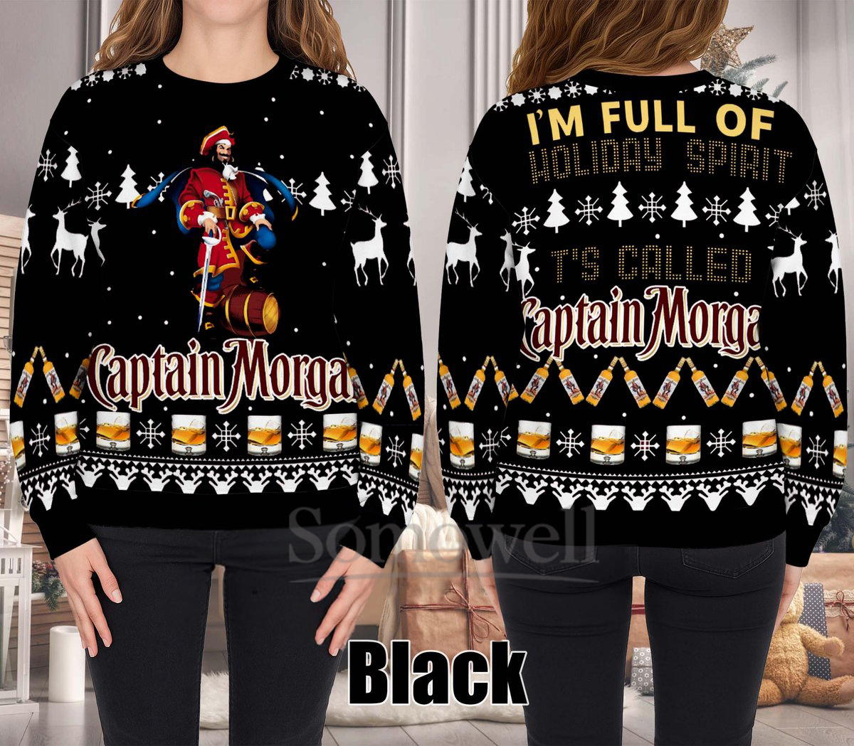 Captain Morgan Ugly Christmas Sweater Funny Rum Lover Holiday Knit Jumper Gift