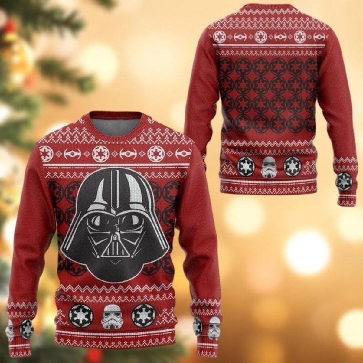 Darth Vader Stormtrooper Red Ugly Christmas Sweater Star Wars Empire Holiday Knit Jumper