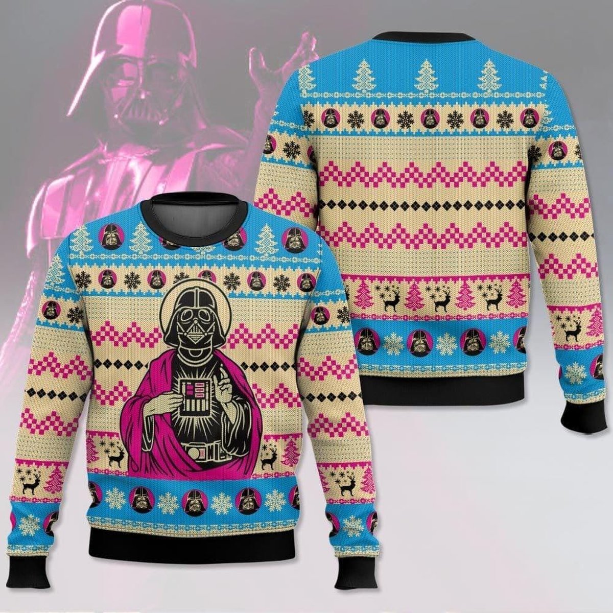 Darth Vader Sacred Icon Ugly Christmas Sweater Star Wars Funny Holiday Knit Jumper