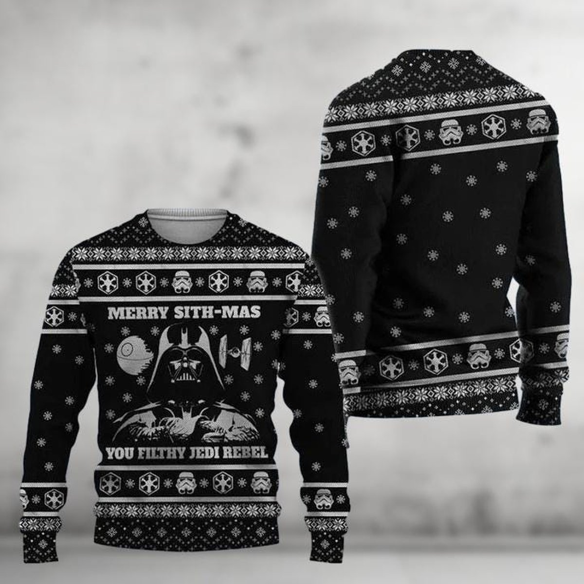 Merry Sith-Mas You Filthy Jedi Rebel Black Ugly Christmas Sweater Darth Vader Star Wars Holiday Knit Jumper