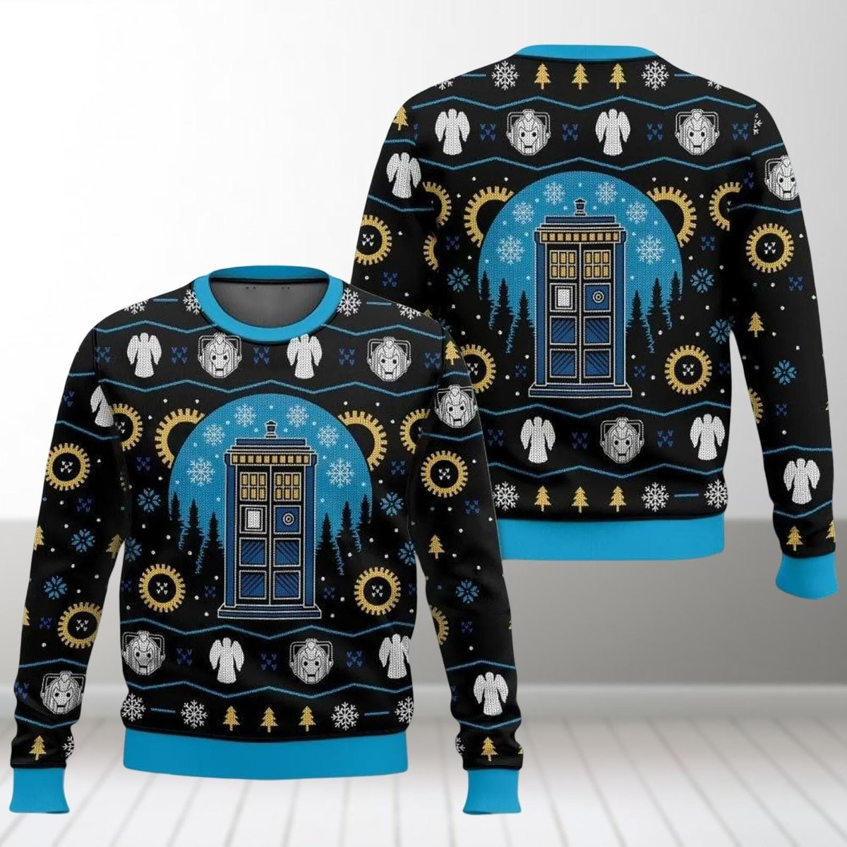 Doctor Who Tardis Ugly Sweater Sci Fi Fans Christmas Holiday Gift