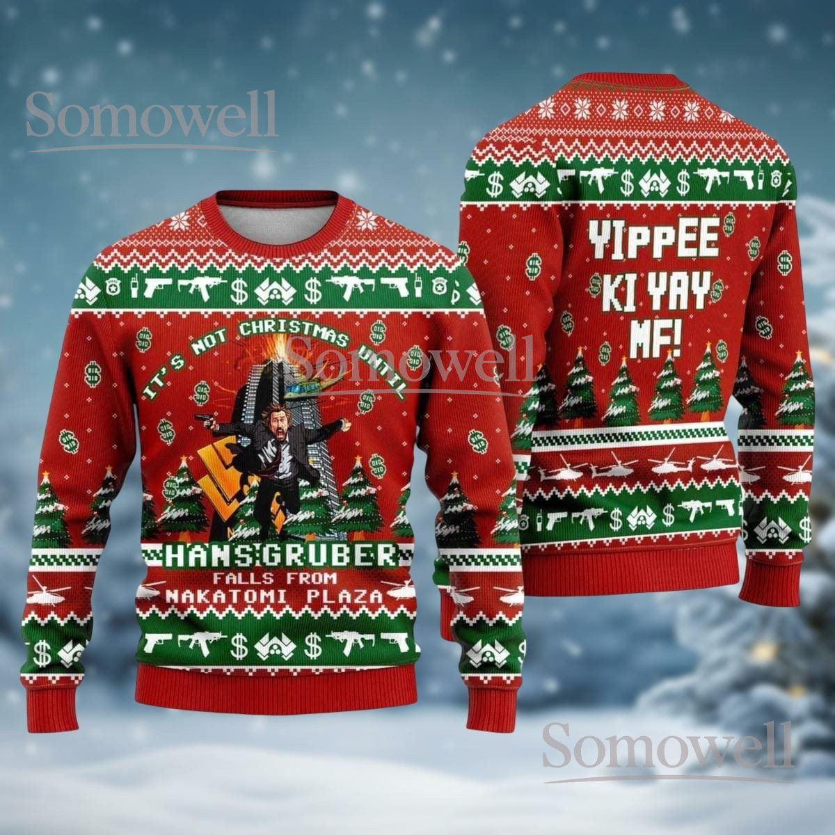 Nakatomi Plaza Christmas Sweater It’s Not Christmas Until Hans Gruber Falls Funny Die Hard