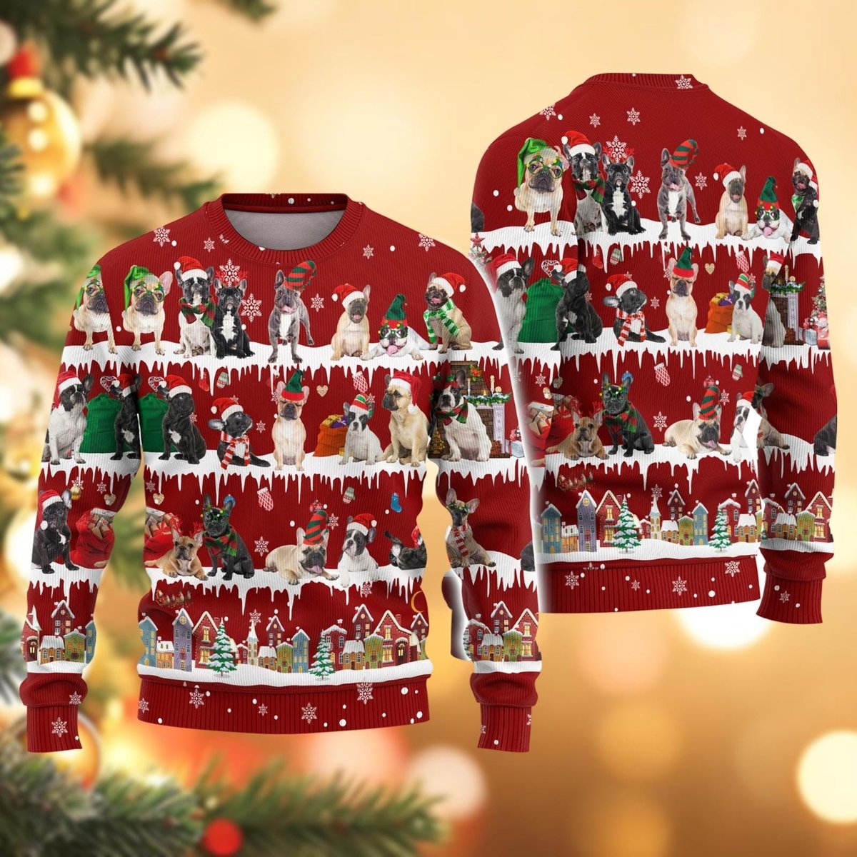 Christmas French Bulldog Red Ugly Christmas Sweater Cute Dog Lovers Holiday Knit Jumper