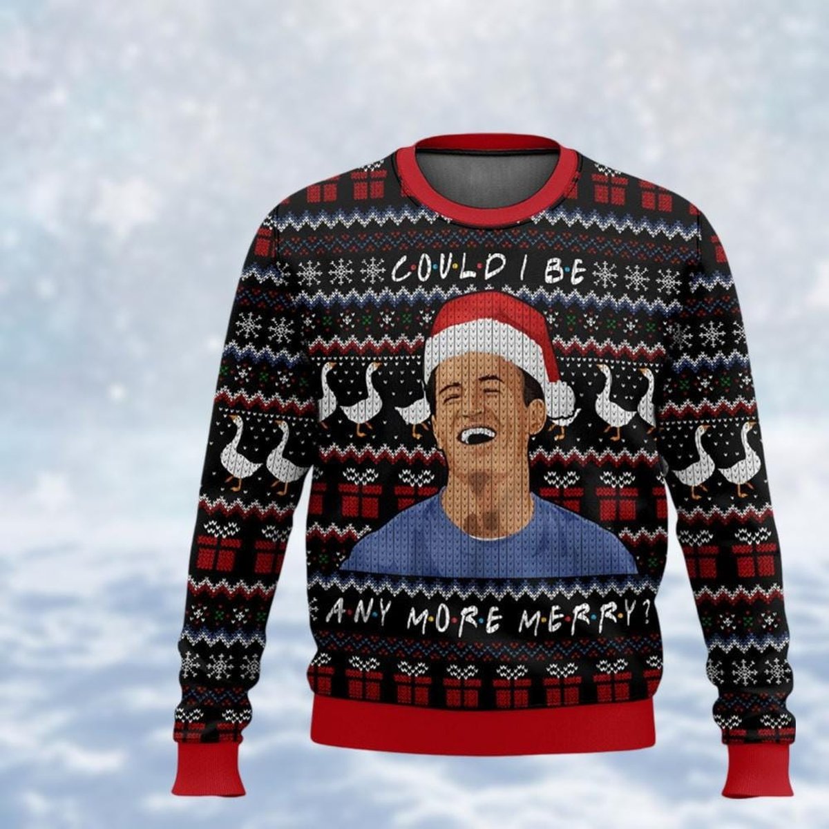 Friends Christmas Ugly Sweater Could I Be Any More Merry Funny Sitcom Holiday Knit Jumper