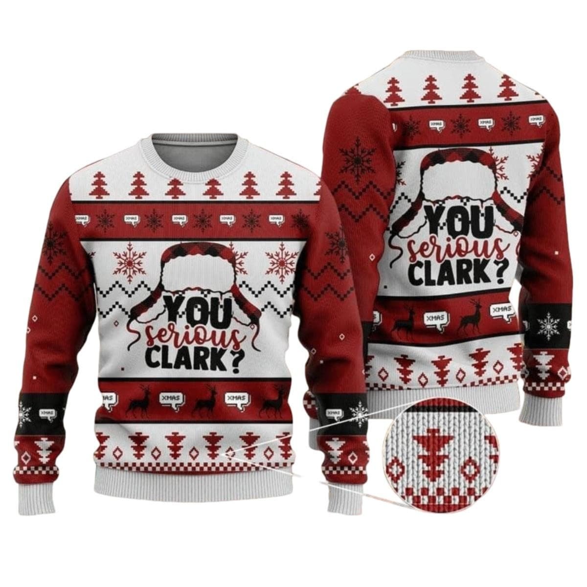 You Serious Clark Christmas Red Ugly Sweater Classic Holiday Funny Quote Knit Jumper