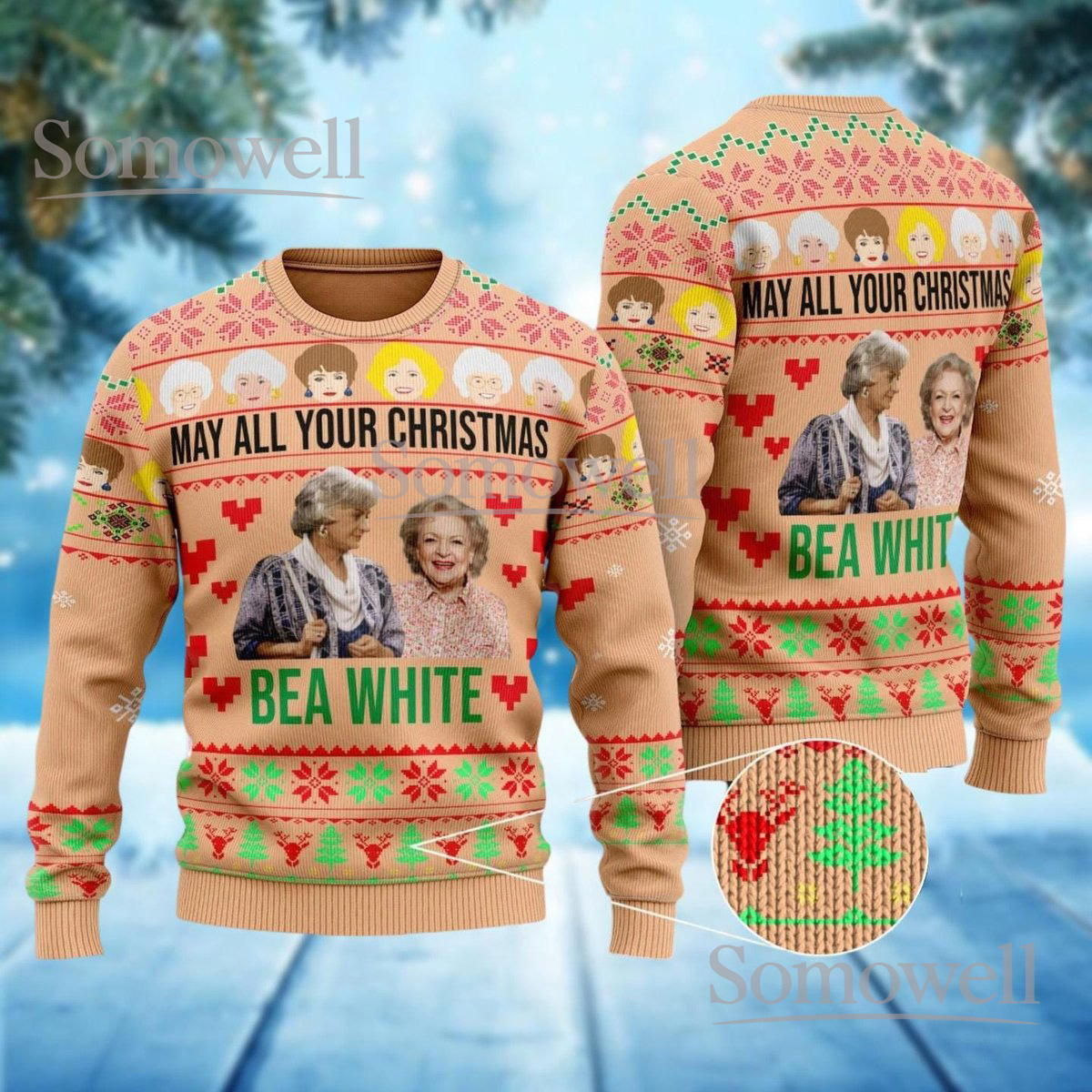 Golden Girls Christmas Blue Ugly Sweater Classic Sitcom Friends Holiday Knit Jumper