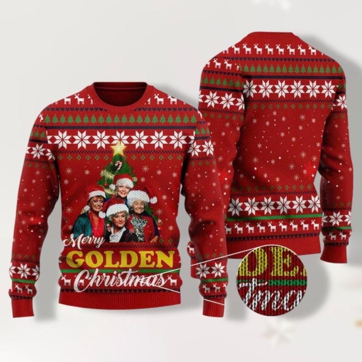 Golden Girls Merry Golden Christmas Ugly Sweater Red Funny TV Show Jumper