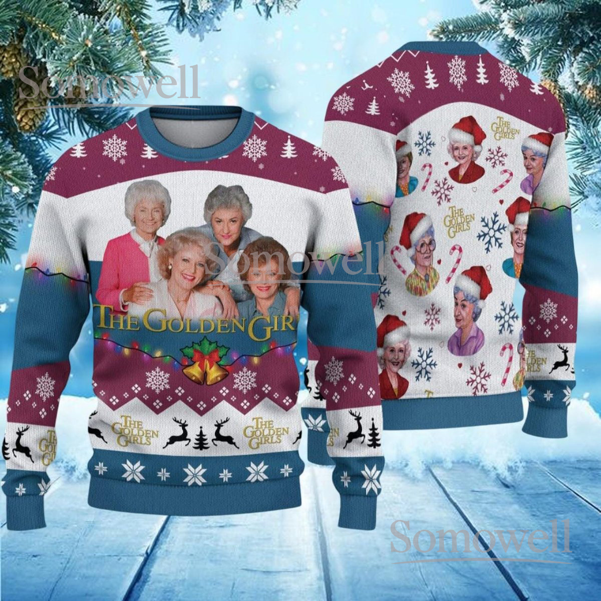 Golden Girls Christmas Beige Ugly Sweater May All Your Christmas Bea White Funny Knit Jumper