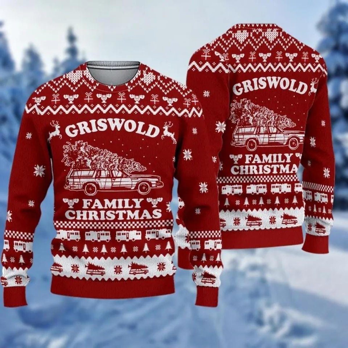 Griswold Family Christmas Vacation Movie Ugly Christmas Sweater Red Jumper