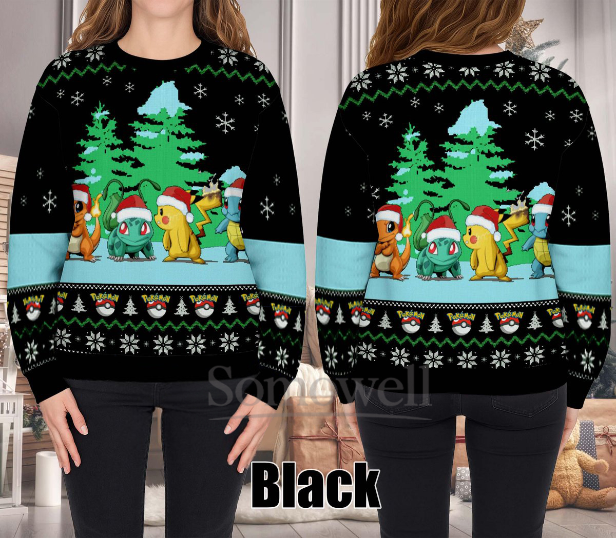 Pokémon Christmas Ugly Christmas Sweater Cute Pikachu Holiday Knit Jumper Gift