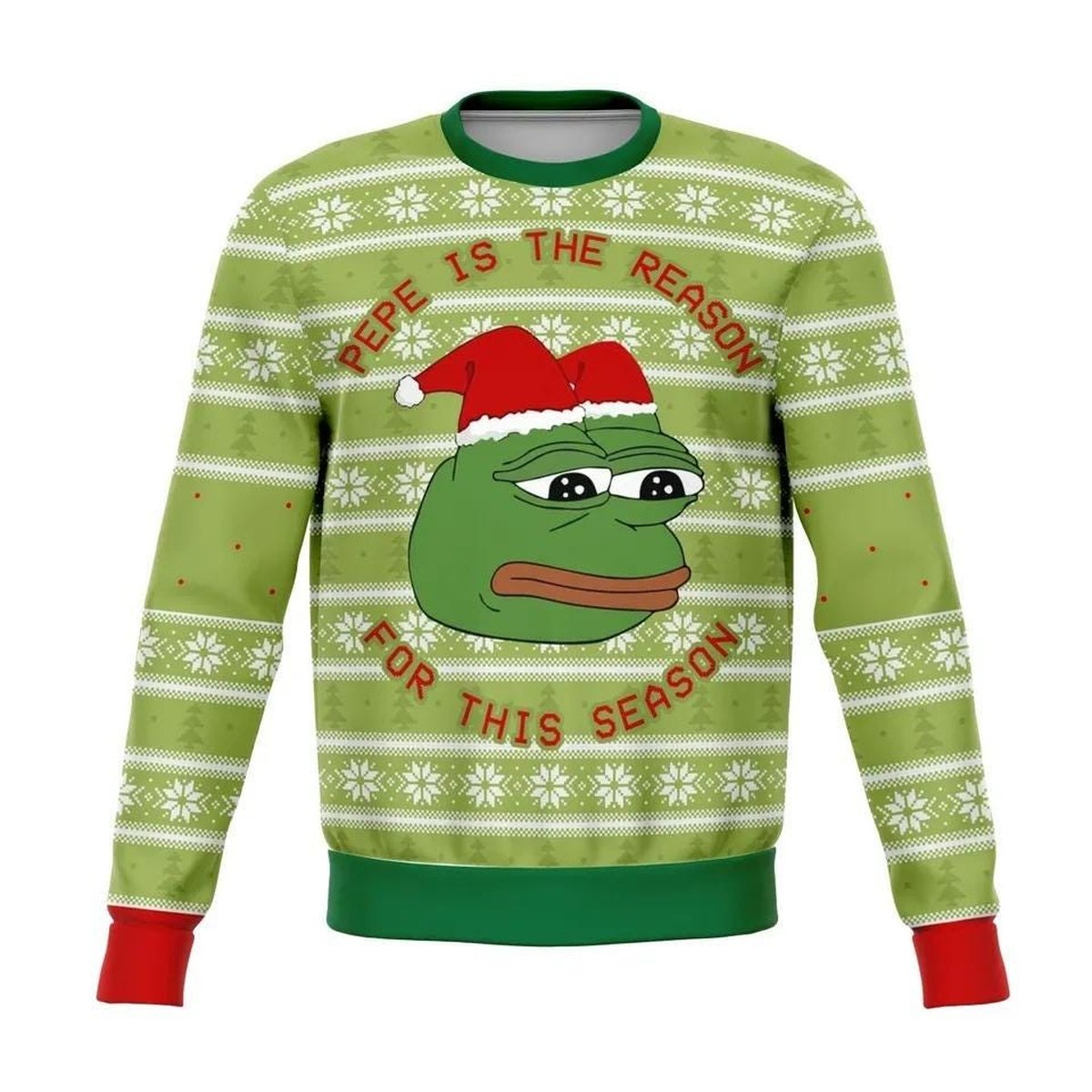 Pepe Is The Reason Christmas Green Ugly Sweater Funny Meme Knit Jumper