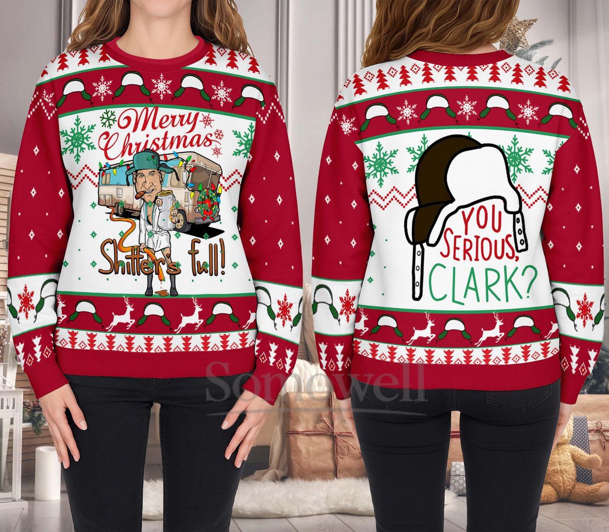 You Serious Clark Ugly Christmas Sweater Funny Shitter’s Full Holiday Knit Jumper