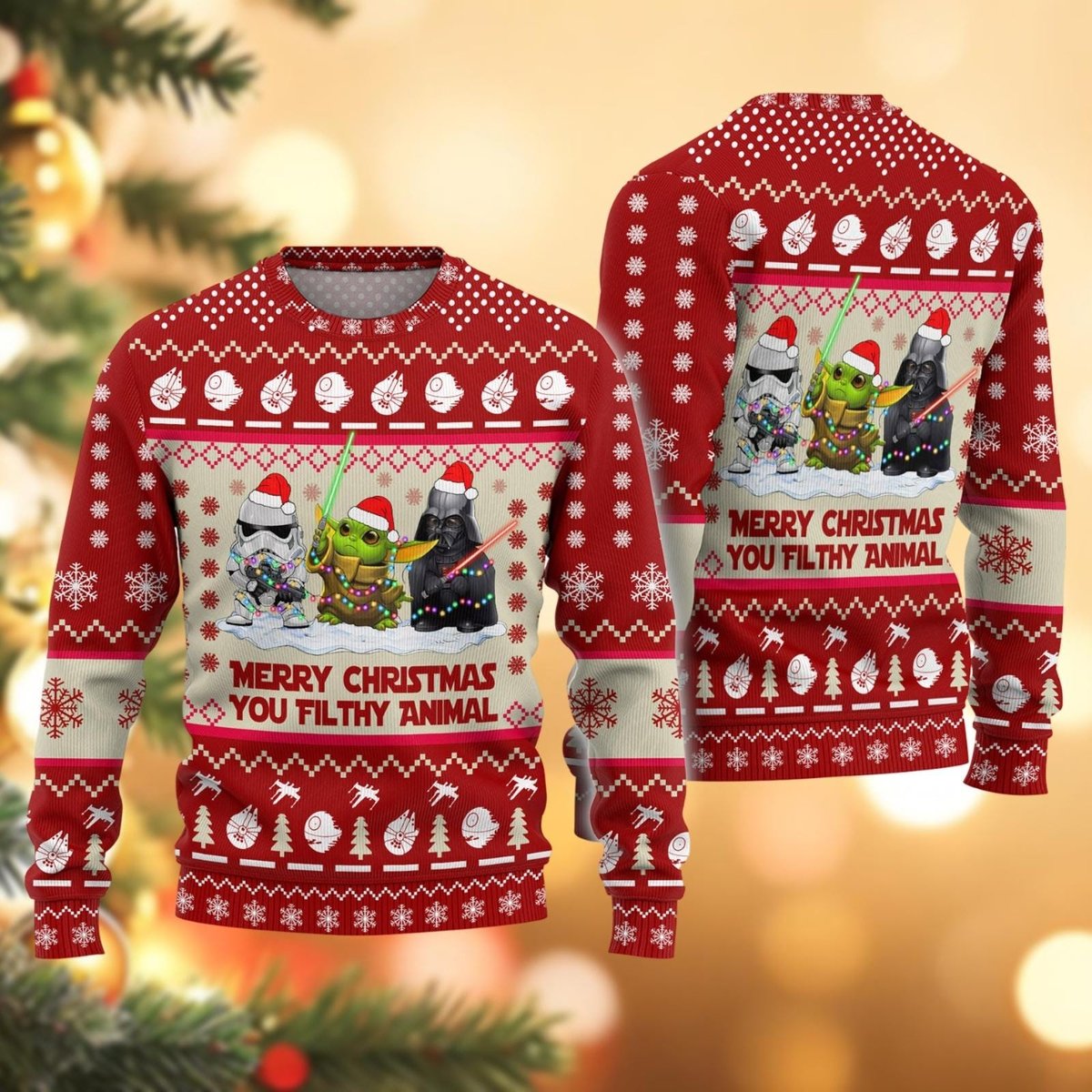 Galaxy Heroes Funny Ugly Christmas Sweater Red Holiday Pullover Gift