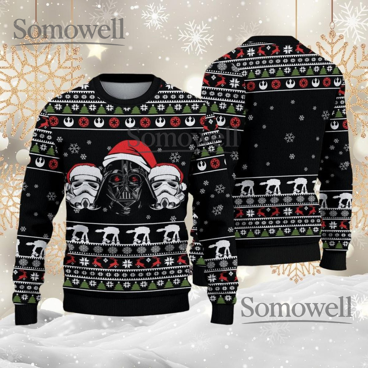 Star Wars Darth Vader Black Ugly Christmas Sweater Funny Sci Fi Holiday Knit Jumper