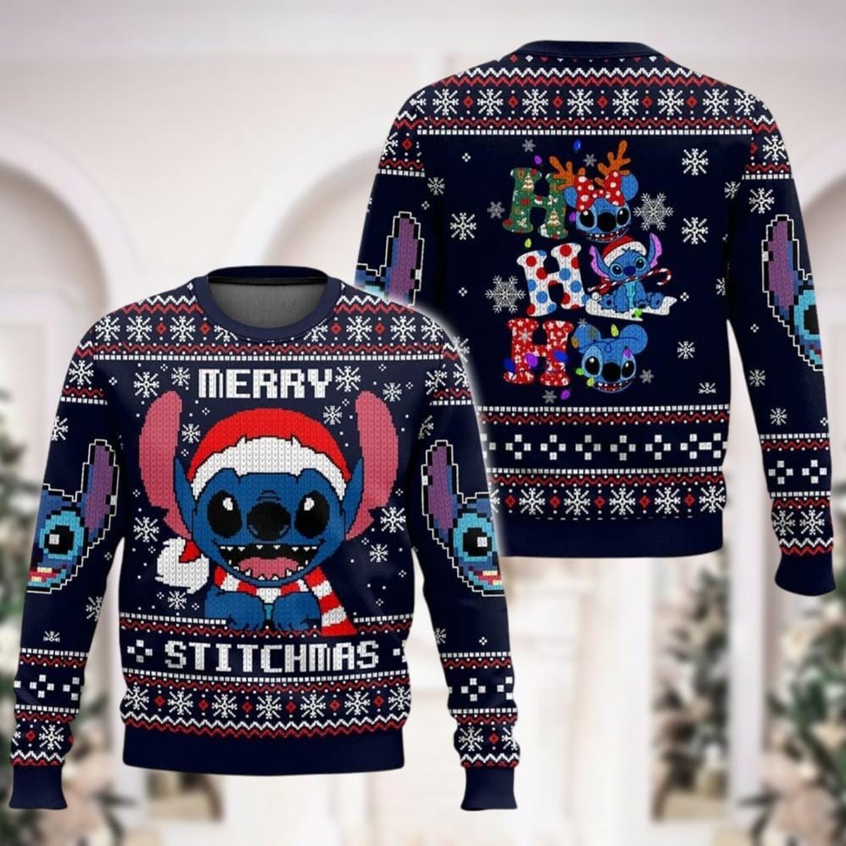 Stitch Christmas Ugly Sweater Ho Ho Ho Holiday Knit 2025 Edition