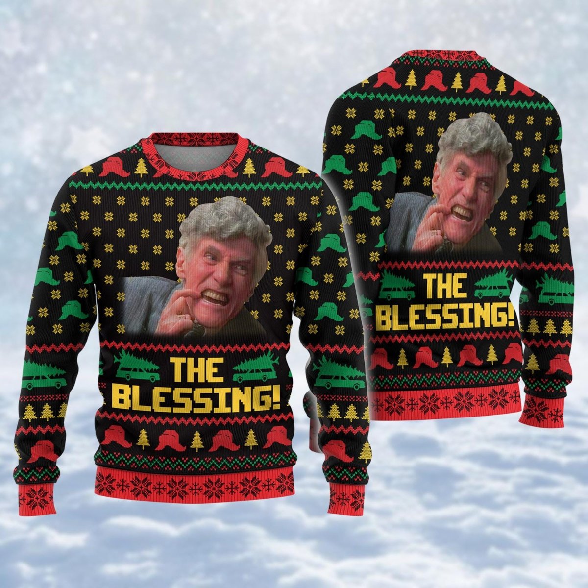 The Blessing Meme Ugly Sweater Funny Christmas Retro
