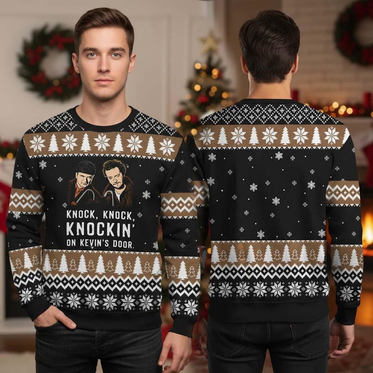 Christmas Tree Fire Hydrant Ugly Sweater Funny Lights Pattern Holiday Gift