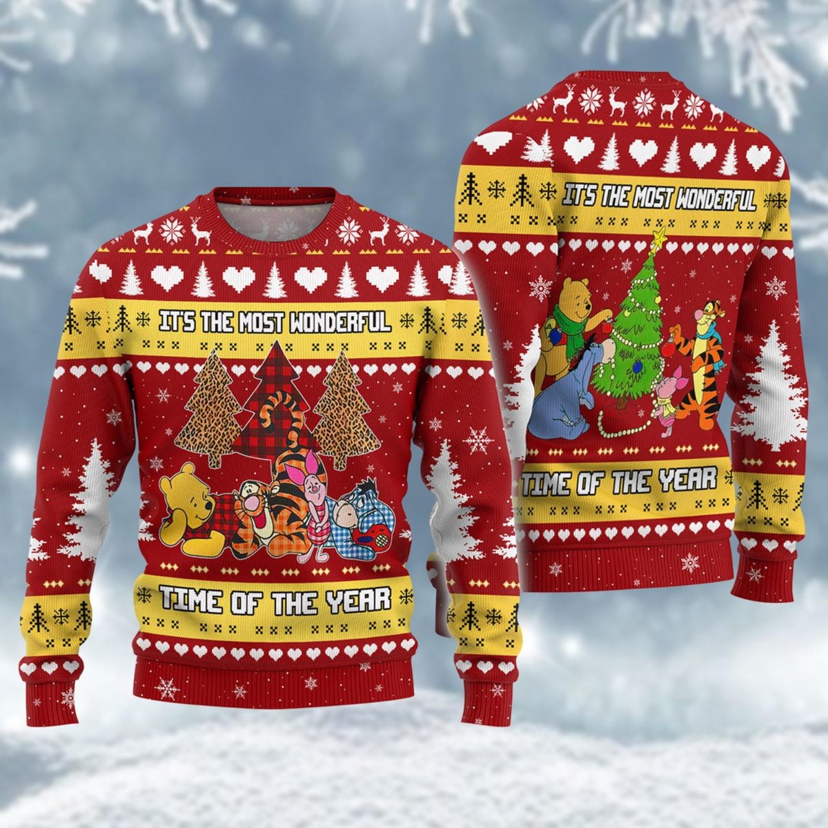 Winnie The Pooh Christmas Ugly Sweater Most Wonderful Time Gift
