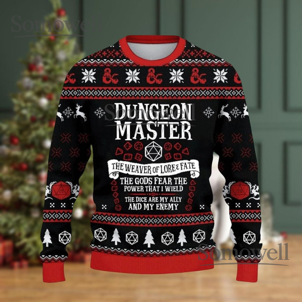 Dungeon Master Lore And Fate Dungeons And Dragons Black Ugly Christmas Sweater Gift