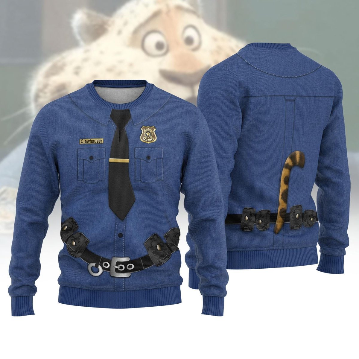 Zootopia Clawhauser Police Christmas Ugly Sweater Funny Costume