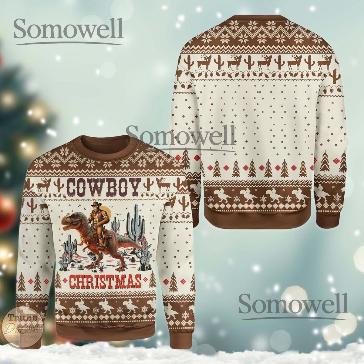 Cowboy Bigfoot Ugly Christmas Sweater Funny Western Pullover
