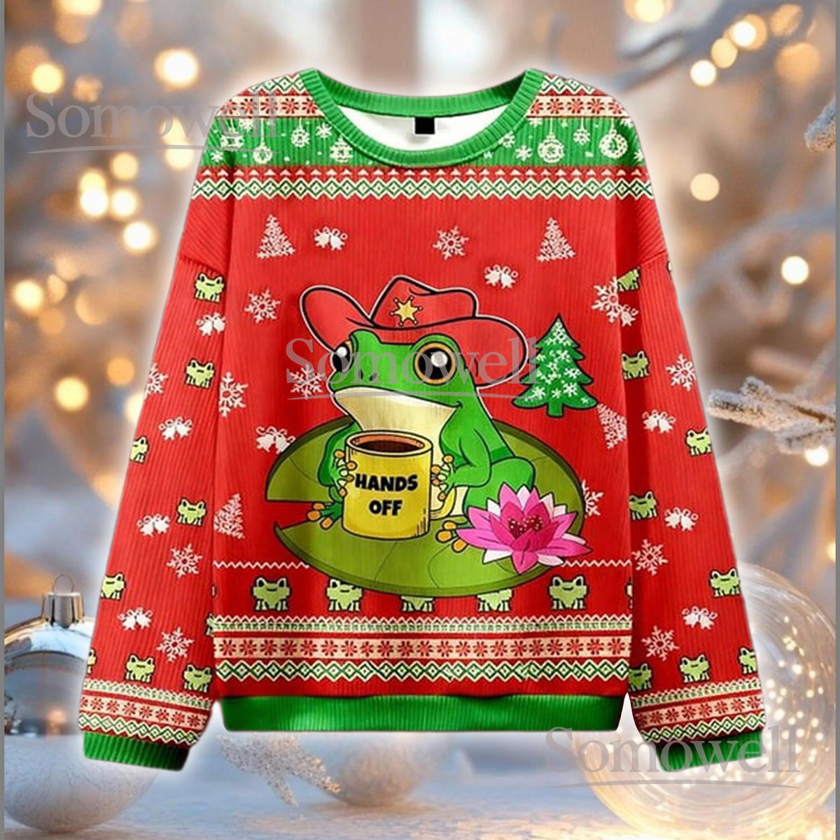 Cowboy Frog Hands Off Coffee Ugly Christmas Sweater