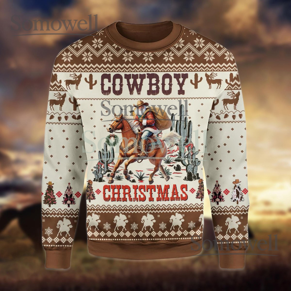 Cowboy Santa Ugly Christmas Sweater Western Holiday Pullover