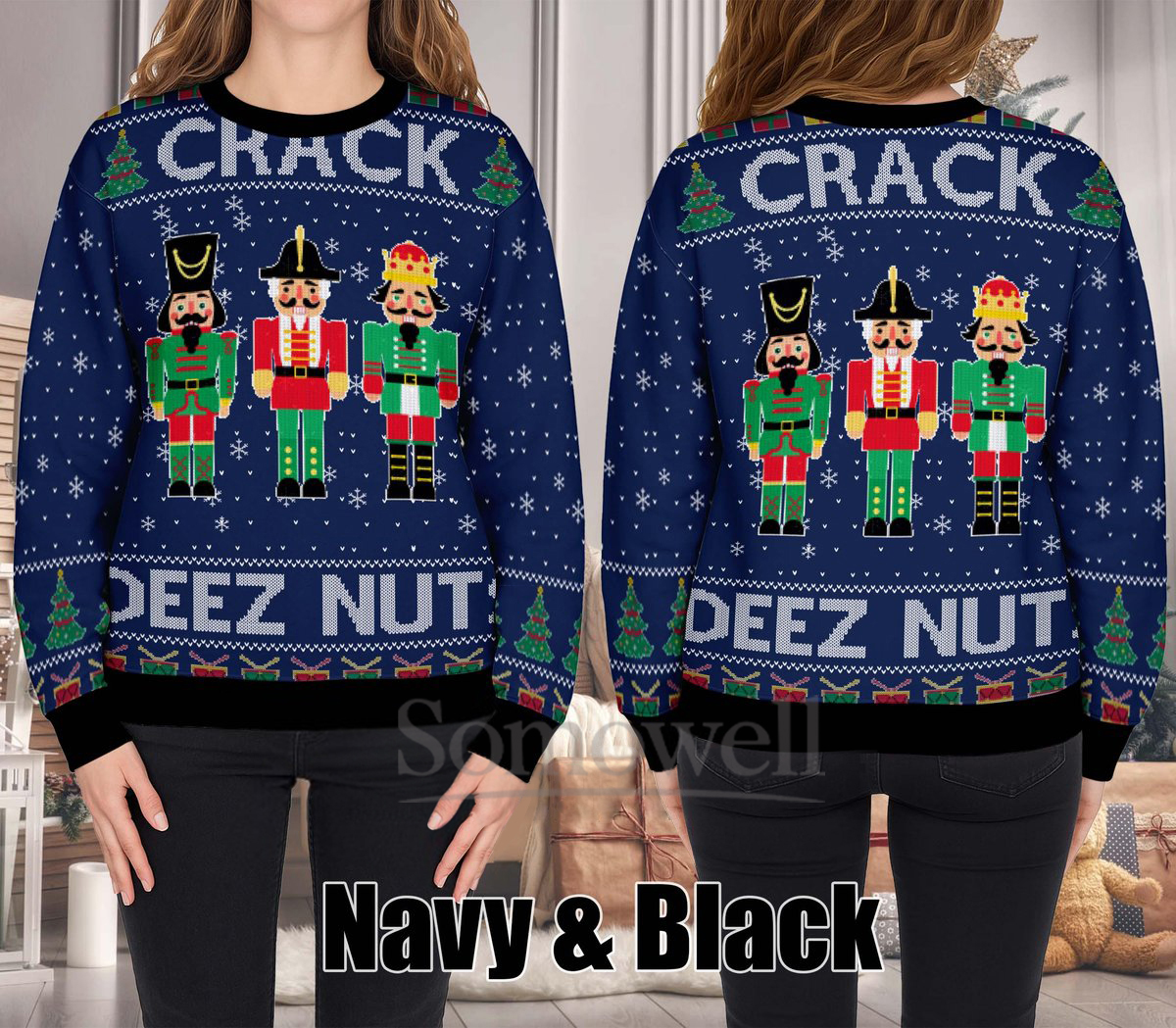 Crack Deez Nuts Christmas Ugly Christmas Sweater Holiday Knit Gift