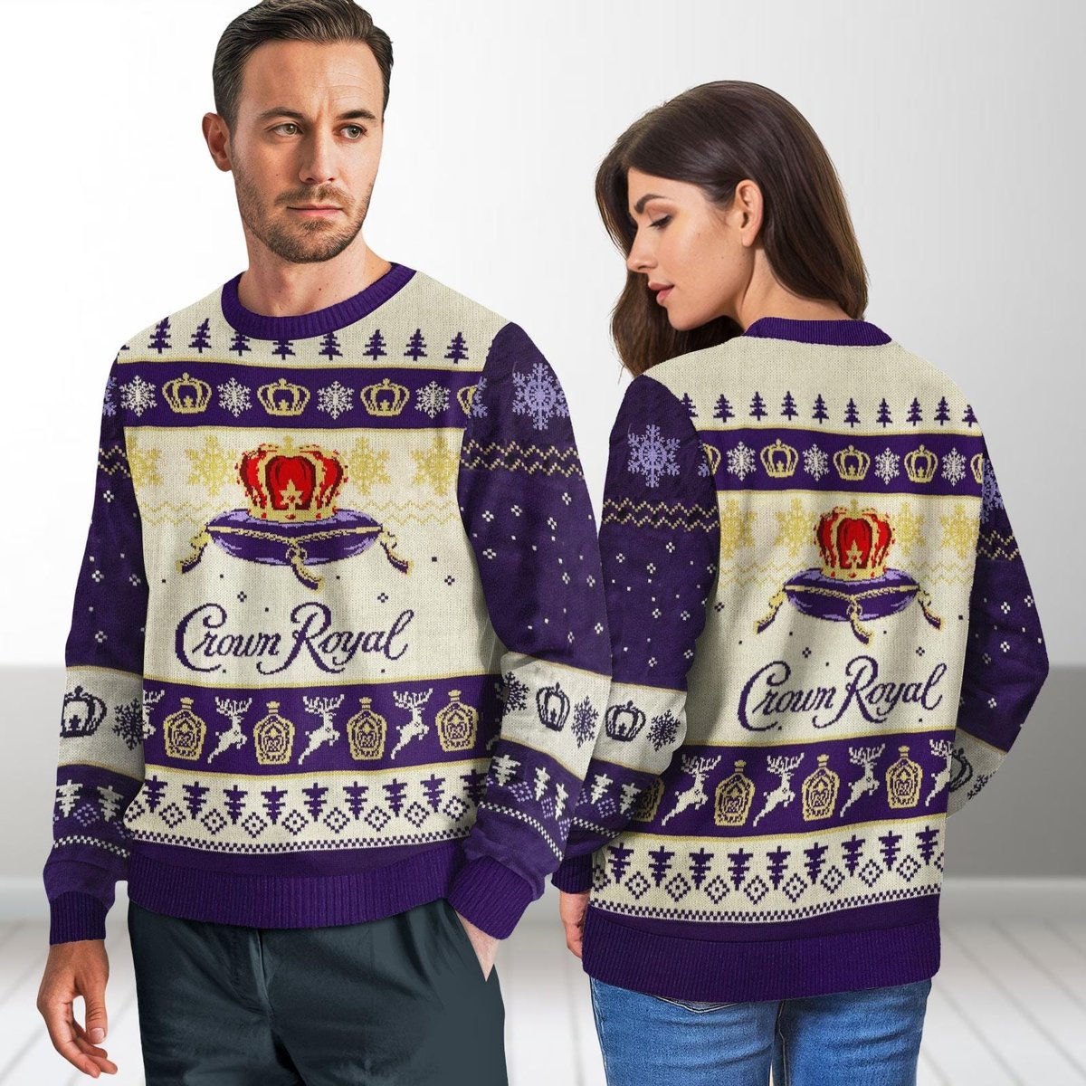 Crown Royal Knit Ugly Sweater Funny Whiskey Lovers Christmas Holiday Gift