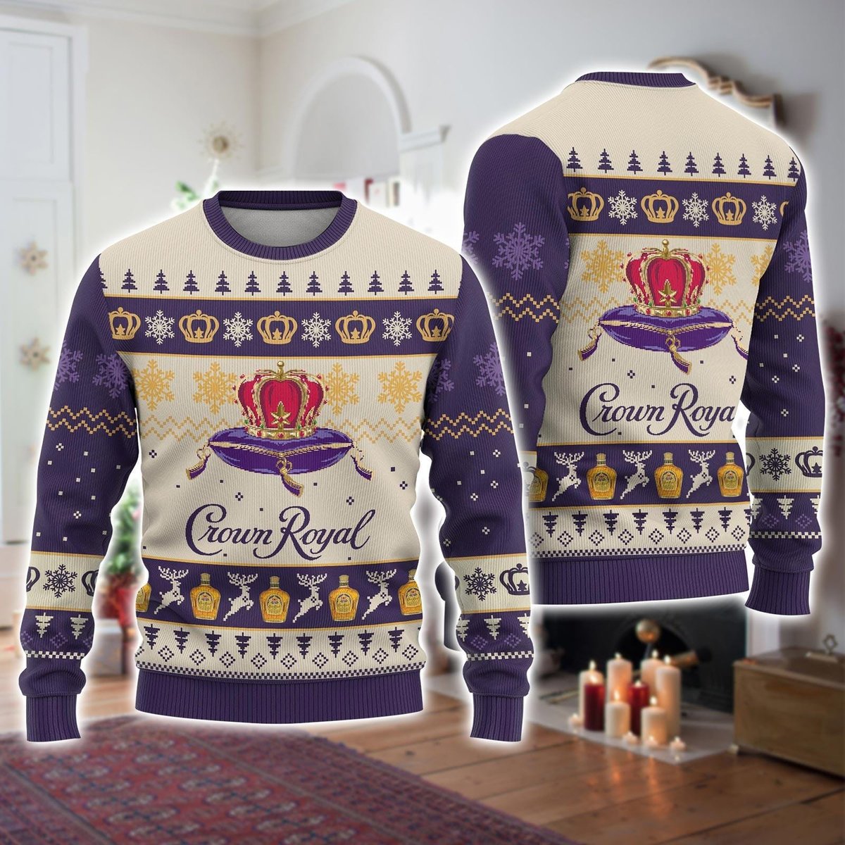 Crown Royal Ugly Sweater Funny Whiskey Fans Christmas Holiday Party Gift
