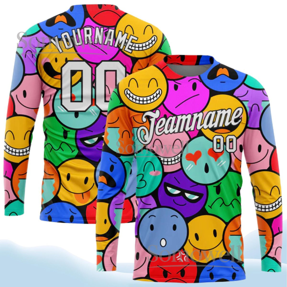 Personalized Emoji Baseball Jersey for Custom Team Shirt with Name and Number