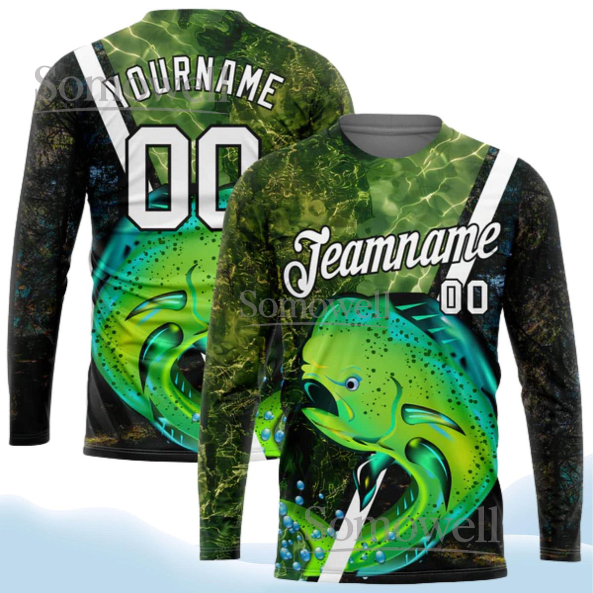 Custom Fishing Jersey with 3D Design and Personalized Long Sleeve Performance Shirt for Teams