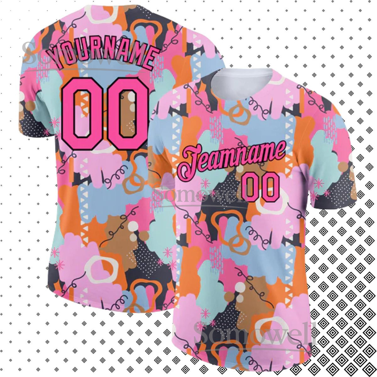 Custom Abstract Geometric Baseball Jersey Personalized Team Name and Number