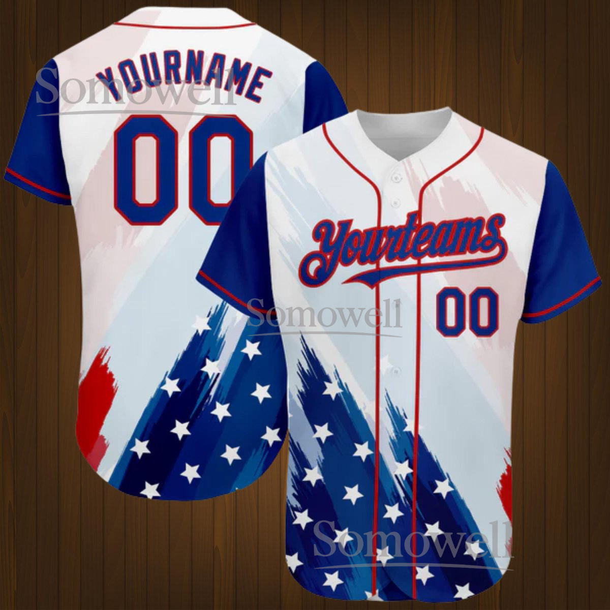 Custom American Flag Baseball Jersey Personalized Patriotic USA Shirt with Team Name and Number