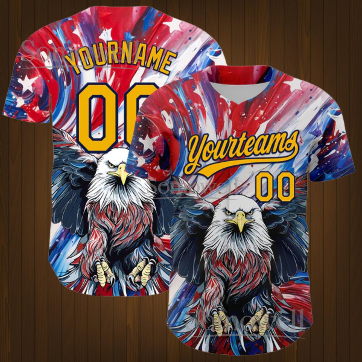 Custom Bald Eagle Baseball Jersey Personalized Patriotic USA Pride Shirt with Team Name and Number