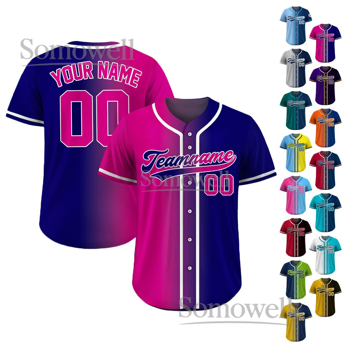 Custom Gradient Baseball Jersey Two Tone Personalized Team Name and Number Edition for Players