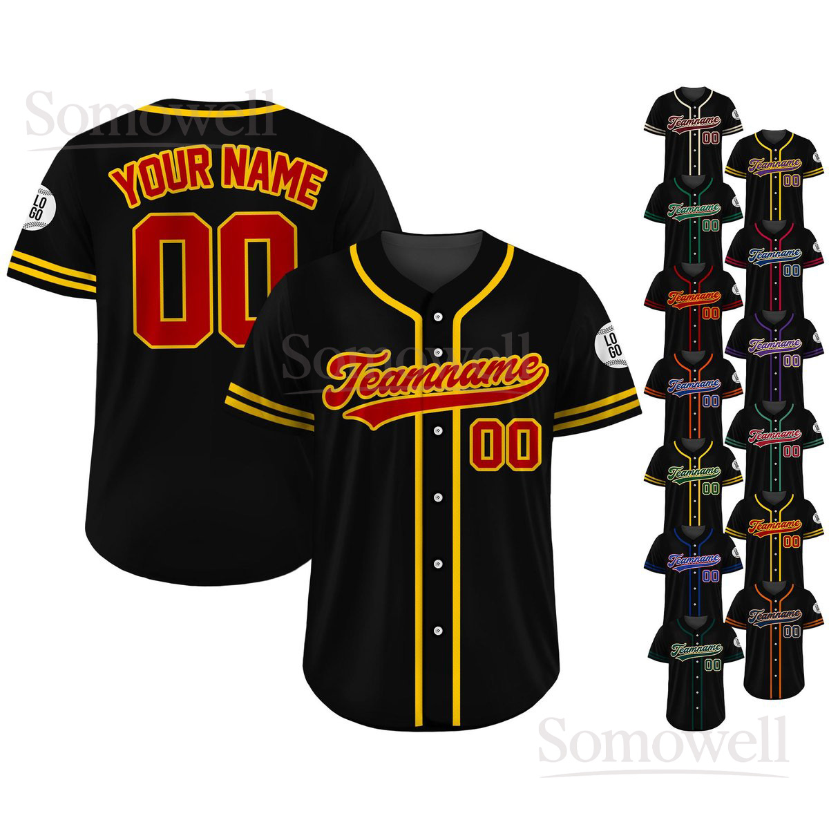 Custom Baseball Jersey Shirt Personalized Team Name Number and Logo Sports Uniform for Adult Kid Multi Color Edition