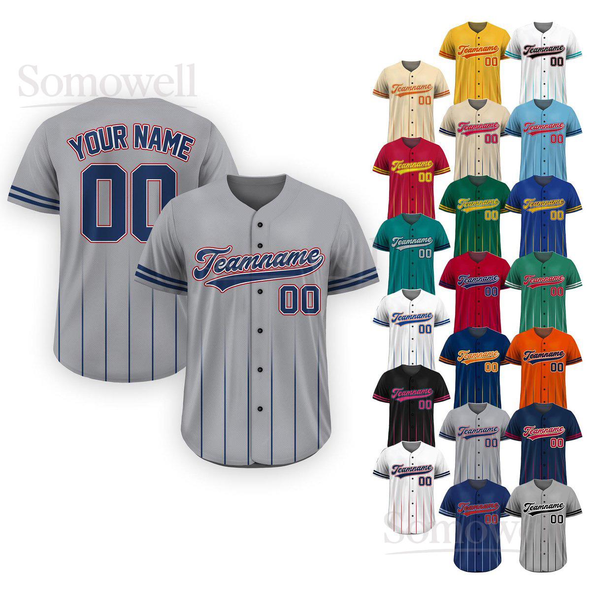 Custom Team Name Number Baseball Jersey Shirt Personalized Sports Shirt with Multi-Color Design
