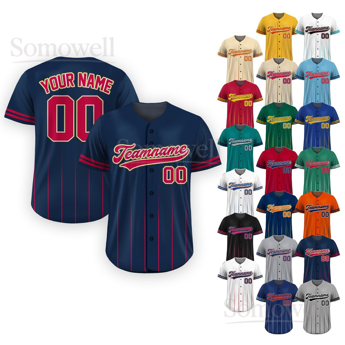 Custom Baseball Jersey Personalized Team Name and Number Professional Quality Sportswear for All Teams Multi Color Edition