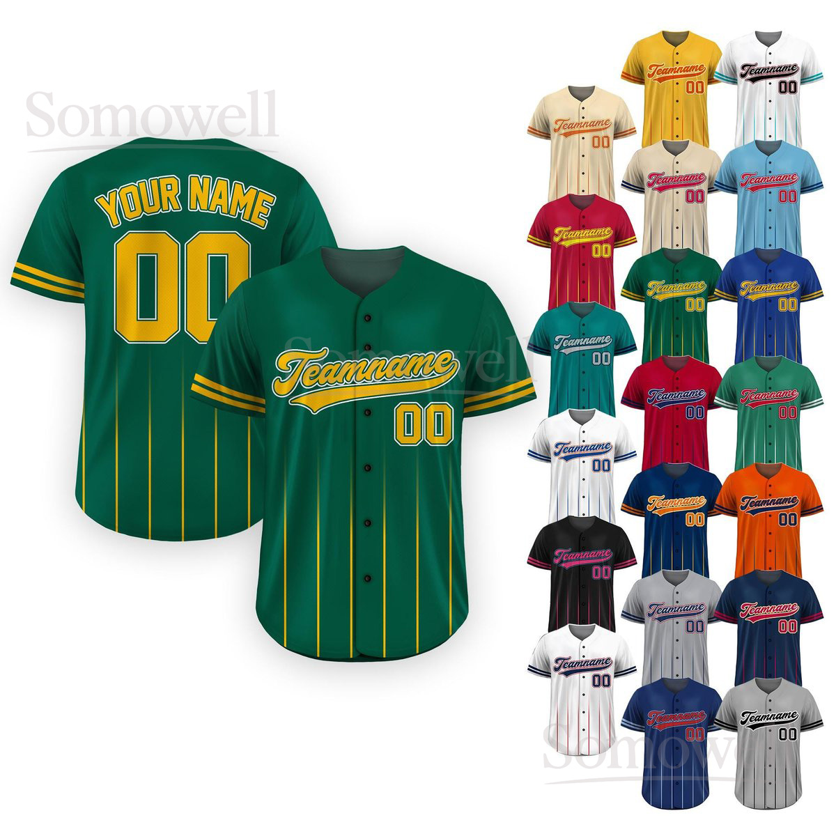 Custom Baseball Jersey with Team Name and Number Personalized for Men Women and Youth in Multiple Colors
