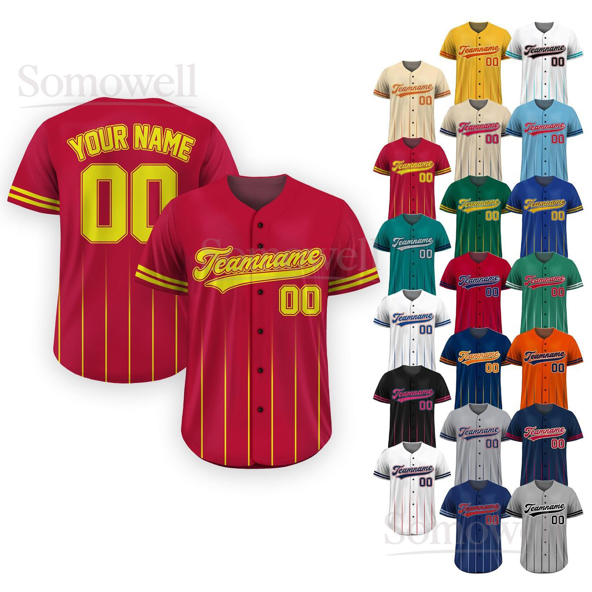 Custom Baseball Jersey with Team Name Number Personalized Classic Design for Sports Fans and Players Multi Color Edition