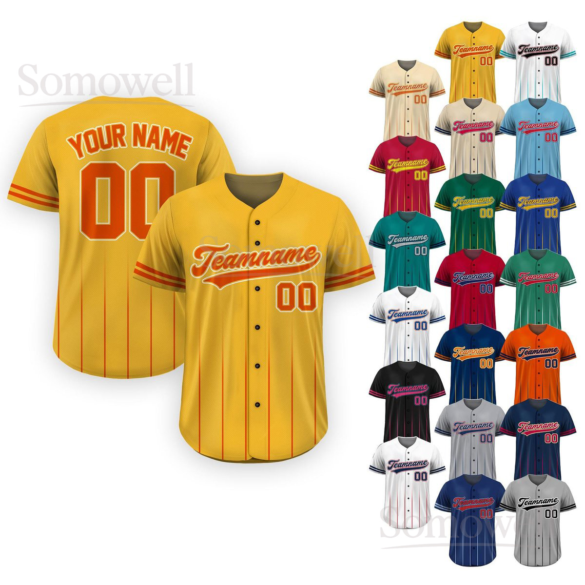 Custom Baseball Jersey with Team Name Number Personalized Uniform for Team Player Fans Multi Color Edition