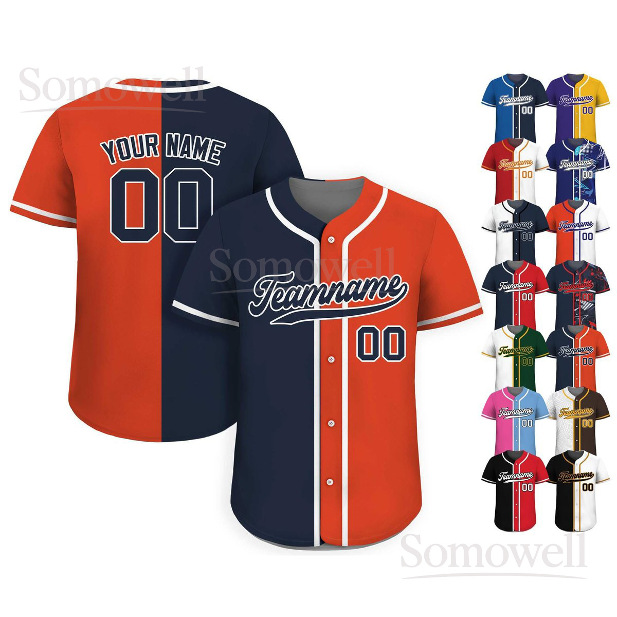 Custom Baseball Jersey Personalized Team Name and Number Classic Multi Color Edition
