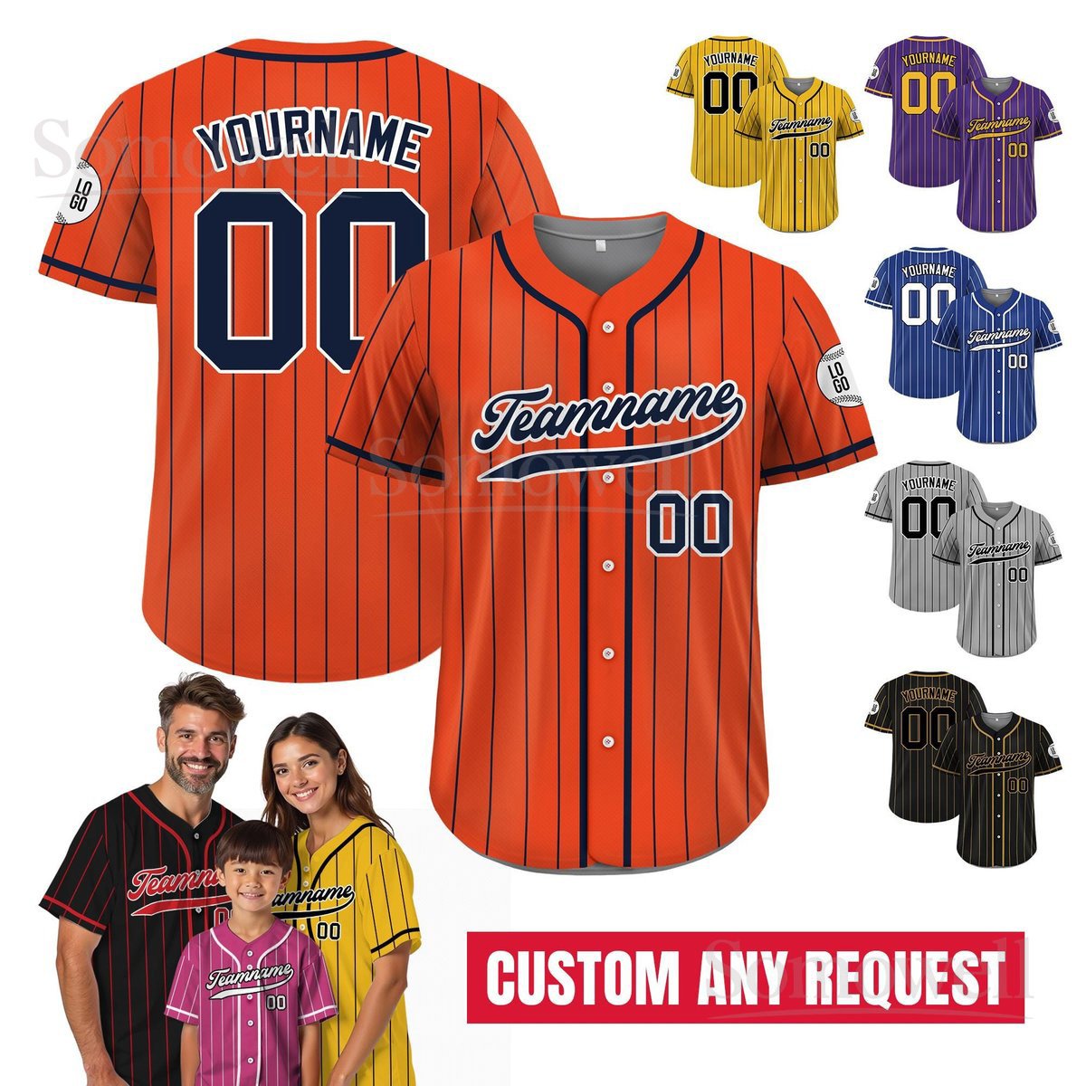 Custom Baseball Jersey Classic Design Personalized Team Name and Number Multi Color Edition