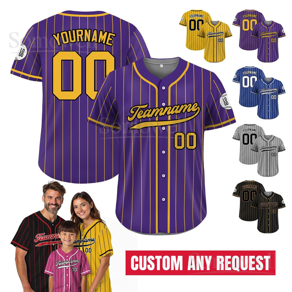 Custom Baseball Jersey with Teamname Name Number Personalized Classic Uniform Multi Color Edition